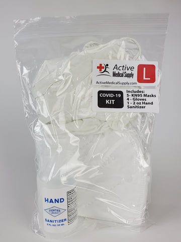 COVID19 PPE Kit - 5 KN95 Masks - 4 Gloves - 1 Hand Sanitizer