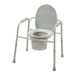 Deluxe All-In-One Welded Steel Commode w/ Plastic Armrests