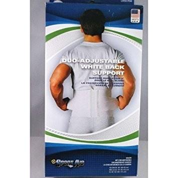 Duo-Adjustable Sportaid Back Support Belt White