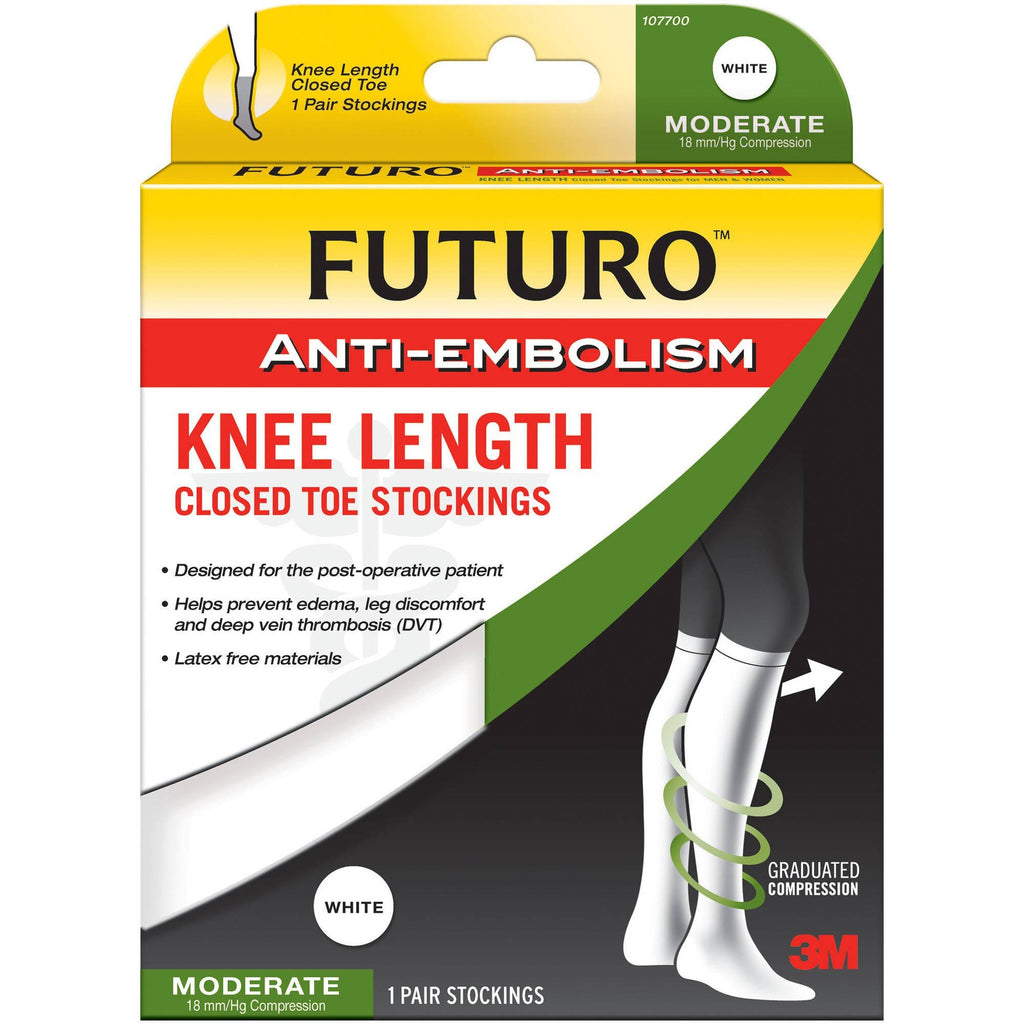 FUTURO Anti-Embolism Stockings, Thigh Length, Closed Toe, White (Sizes –  Active Medical Supply