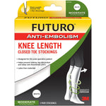 FUTURO Anti-Embolism Stockings, Thigh Length, Closed Toe, White (Sizes M - L)